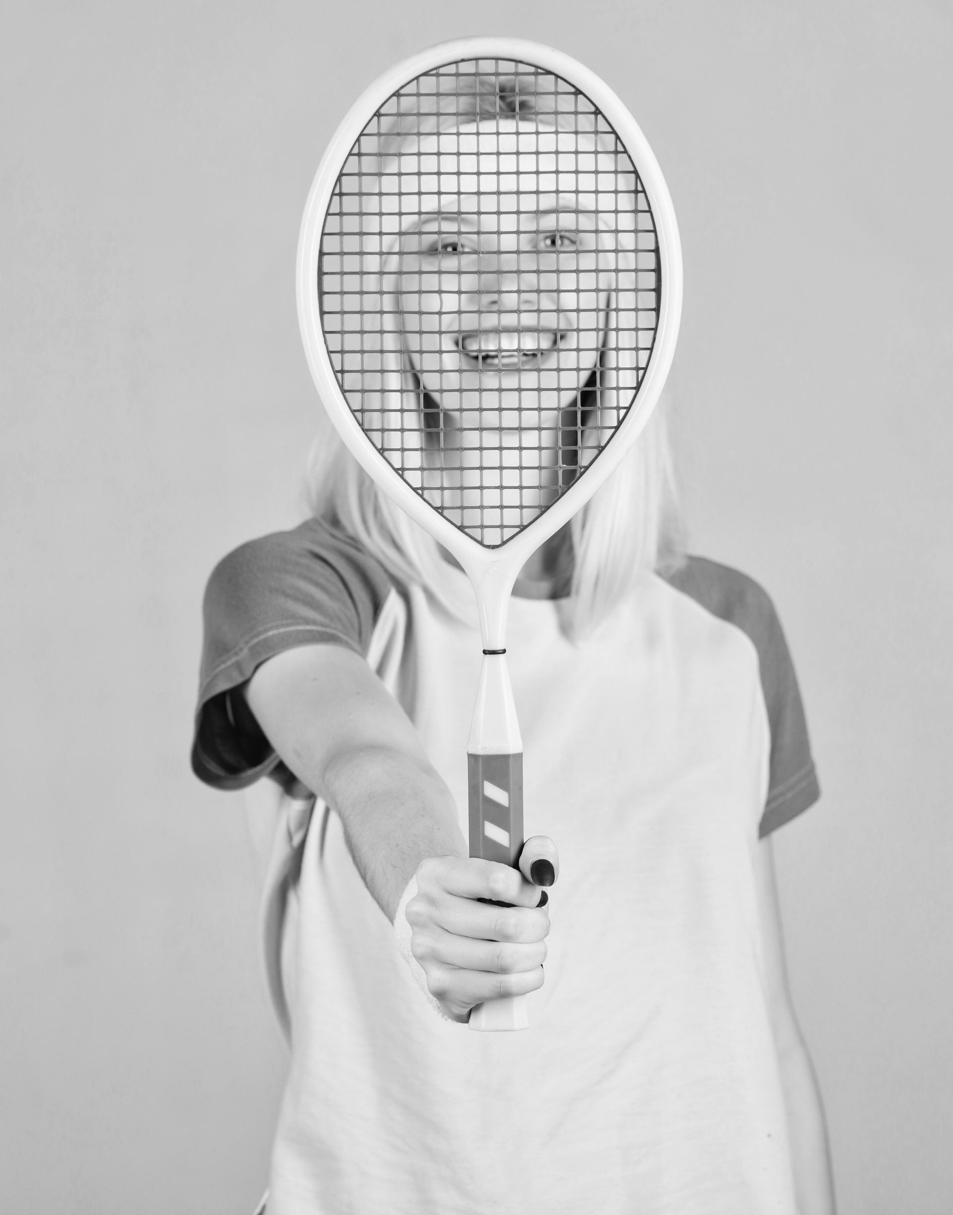 Active lifestyle. Woman hold tennis racket in hand. Tennis club concept. Tennis sport and entertainment. Active leisure and hobby. Girl fit slim blonde play tennis. Sport for maintaining health.